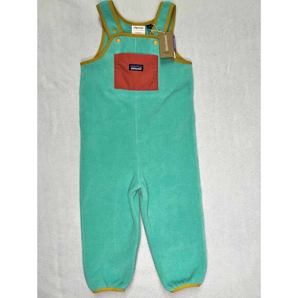 Patagonia Other - Patagonia Kids Baby Synchilla 1 Piece Fleece Overalls Adjustable Straps 3T Teal